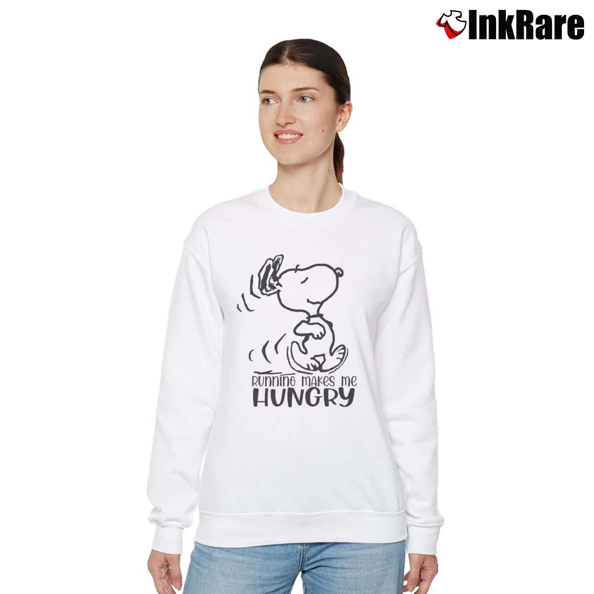 Snoopy Running Make Me Hungry Women’s Relaxed Sweatshirt in white – Cozy Casual Women’s Snoopy Running Make Me Hungry Relaxed Sweatshirt in white | Soft, Laid-Back Vibe
