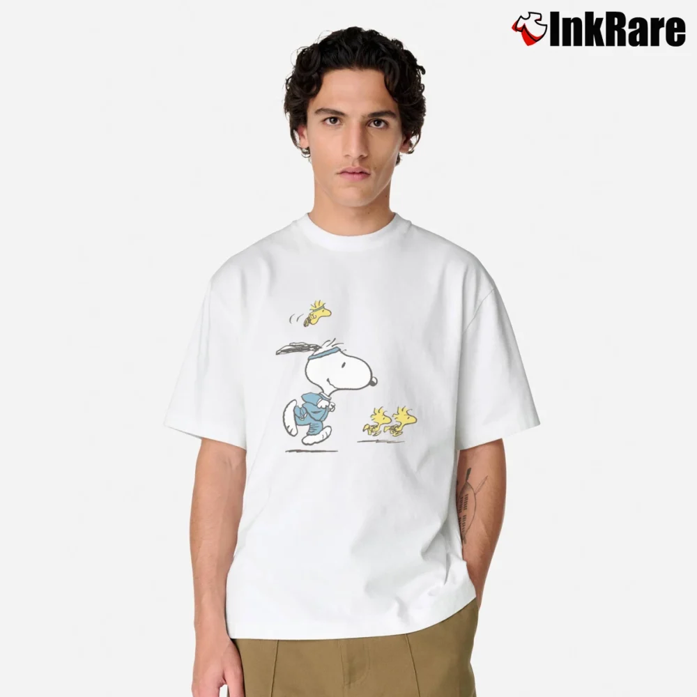 Men’s Snoopy Running Classic T-Shirt in white | Soft, Breathable Everyday Wear