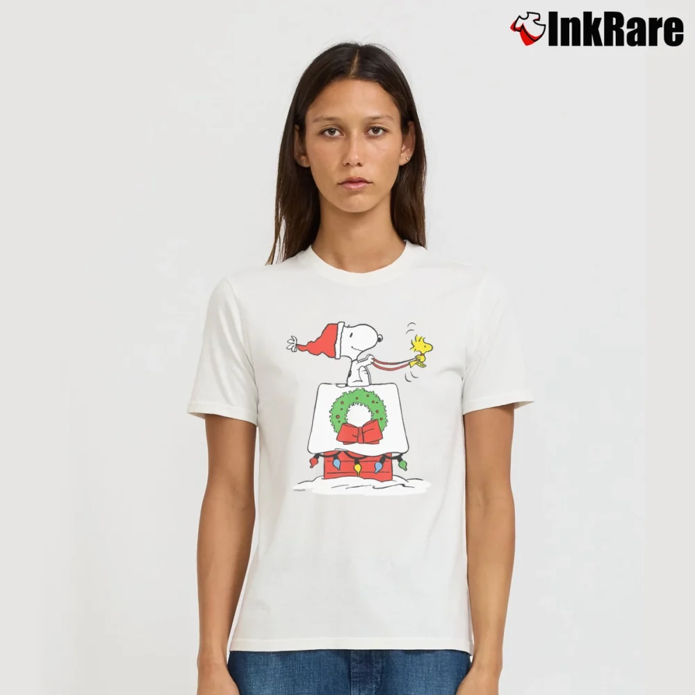 Women’s Snoopy's Doghouse Sleigh T-Shirt in white | Soft, Flattering Fit