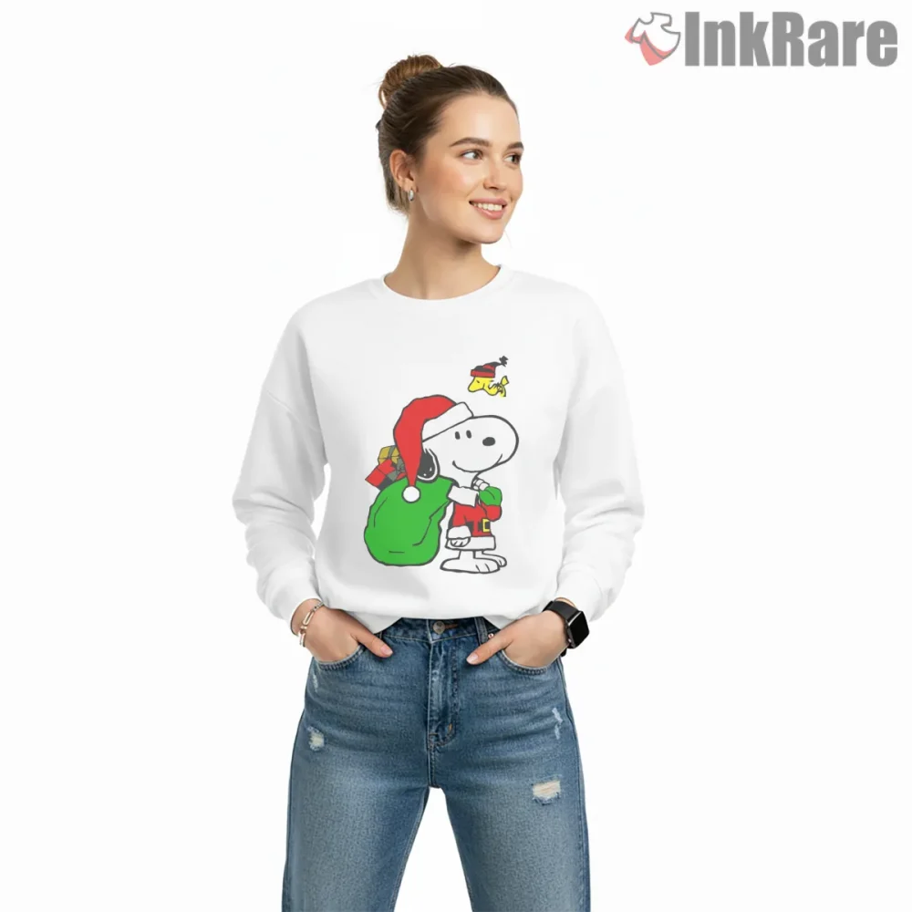 Snoopy Santa Gift Sack Christmas Shirt on graphic shirt for women graphic tee