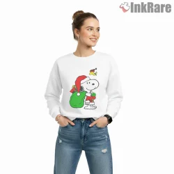 Snoopy Santa Gift Sack Christmas Shirt on graphic shirt for women graphic tee