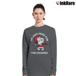Women’s Snoopy Santa I'm Just Here For The Cookies Long-Sleeve Top in charcoal | Sleek, Versatile, All-Season