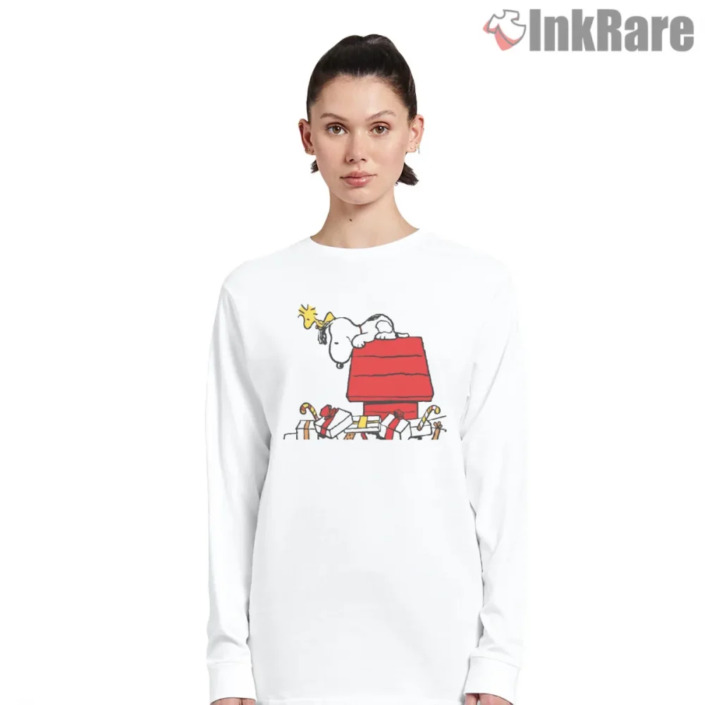 Snoopy Sea Of Gifts Christmas Shirt on white long sleeve shirt for women graphic tee
