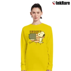 Women’s Snoopy Since 1950 American Flag Cartoon Long-Sleeve Top in yellow | Sleek, Versatile, All-Season