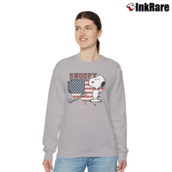 Women’s Snoopy Since 1950 American Flag Cartoon Relaxed Sweatshirt in sport grey | Soft, Laid-Back Vibe