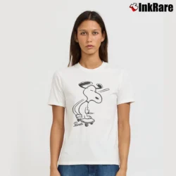 Women’s Snoopy Skateboard T-Shirt in white | Soft, Flattering Fit
