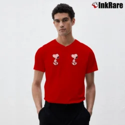Men’s Snoopy Sketch Art Peanuts V-Neck Tee in red | Sharp, Breathable, Everyday Staple