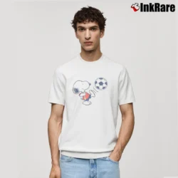 Men’s Snoopy Soccer Player Classic T-Shirt in white | Soft, Breathable Everyday Wear