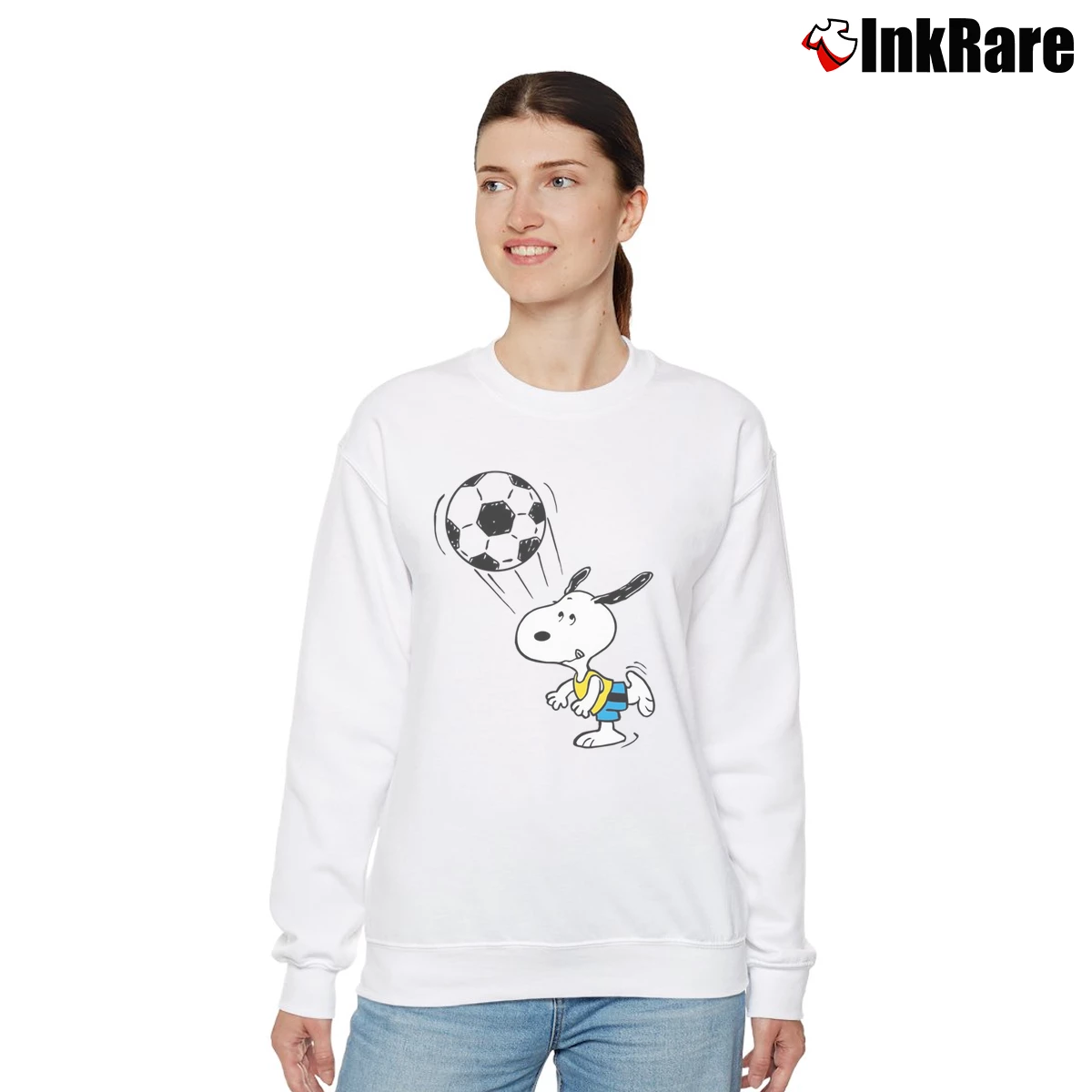 Snoopy Soccer Women’s Relaxed Sweatshirt in white – Cozy Casual Women’s Snoopy Soccer Relaxed Sweatshirt in white | Soft, Laid-Back Vibe