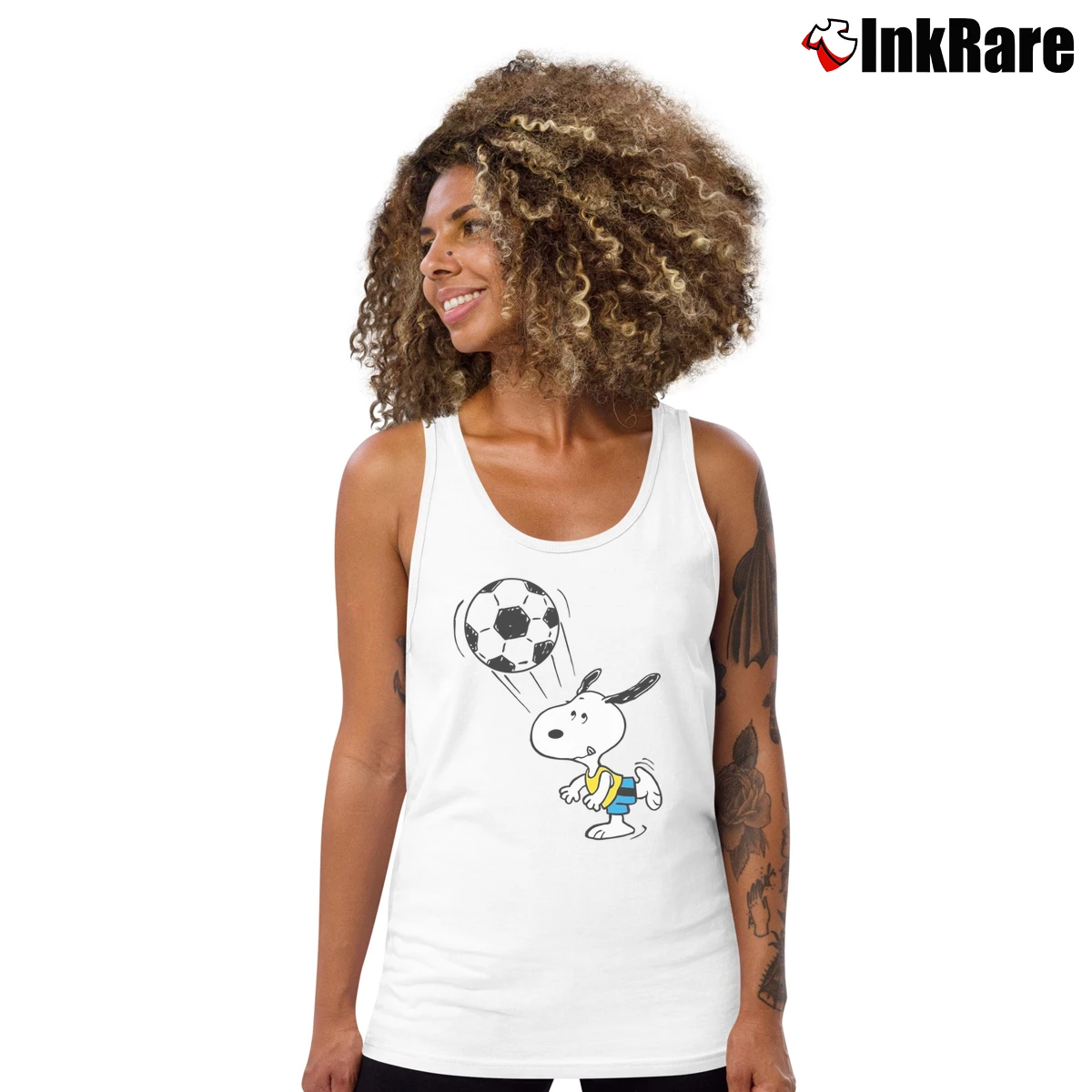 Snoopy Soccer Women’s Essential Tank in white – Summer Ready Women’s Snoopy Soccer Tank Top in white | Lightweight, Movement-Friendly