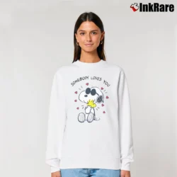 Women’s Snoopy Somebody Loves You Cartoon Network Peanuts Relaxed Sweatshirt in white | Soft, Laid-Back Vibe