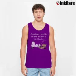 Men’s Snoopy Sometimes I Need To Be Alone And Listen To Pat Benatar Tank Top in purple | Breathable, Active-Friendly Design