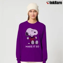 Women’s Snoopy Star Trek Captain Picard Make It So Long-Sleeve Top in purple | Sleek, Versatile, All-Season