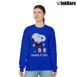 Women’s Snoopy Star Trek Captain Picard Make It So Relaxed Sweatshirt in royal blue | Soft, Laid-Back Vibe