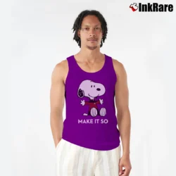 Men’s Snoopy Star Trek Captain Picard Make It So Tank Top in purple | Breathable, Active-Friendly Design