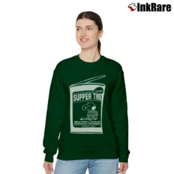 Women’s Snoopy Suppertime Peanuts Hip Hop Cartoon Relaxed Sweatshirt in forest green | Soft, Laid-Back Vibe