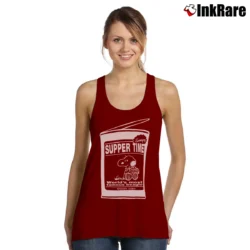 Women’s Snoopy Suppertime Peanuts Hip Hop Cartoon Tank Top in maroon | Lightweight, Movement-Friendly