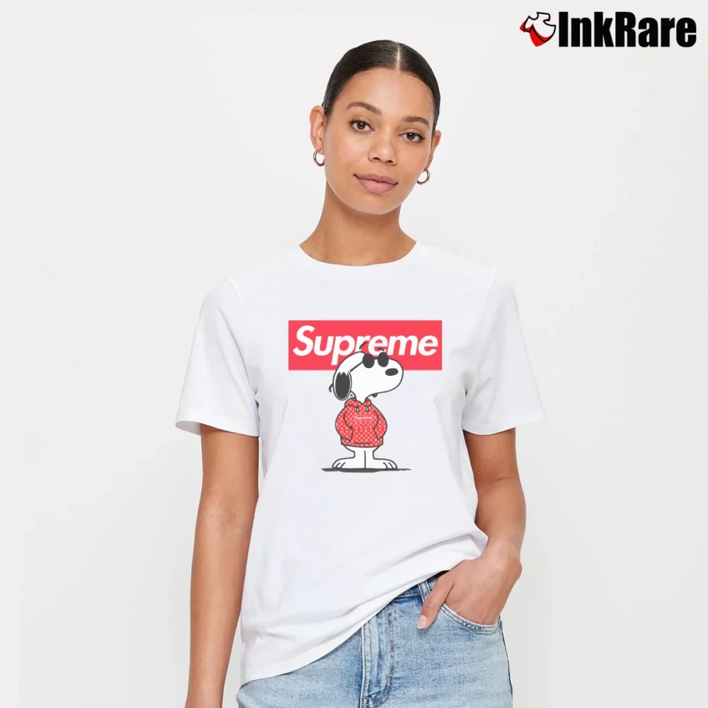 Women’s Snoopy Supreme Louis Vuitton Joe Cool Signature T-Shirt in white | Soft, Flattering Fit
