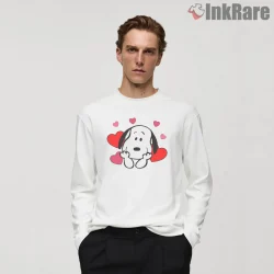 Snoopy Surrounded By Red Valentine Hearts Shirt on white long sleeve shirt for men graphic tee