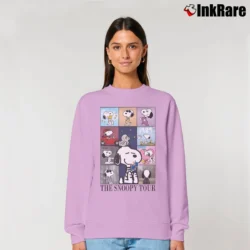 Women’s Snoopy Swift Eras Tour Lover Midnights Folklore Relaxed Sweatshirt in light pink | Soft, Laid-Back Vibe
