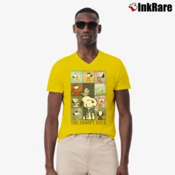 Men’s Snoopy Swift Eras Tour Lover Midnights Folklore V-Neck Tee in yellow | Sharp, Breathable, Everyday Staple