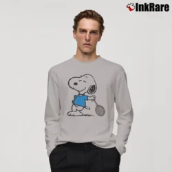Men’s Snoopy Tennis And Badminton Player Gift Fun Long-Sleeve Shirt in sport grey | Sleek, Lightweight, Year-Round Wear