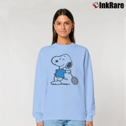Women’s Snoopy Tennis And Badminton Player Gift Fun Relaxed Sweatshirt in light blue | Soft, Laid-Back Vibe