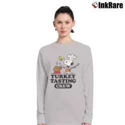 Women’s Snoopy Thanksgiving Turkey Tasting Crew Vintage Long-Sleeve Top in sport grey | Sleek, Versatile, All-Season