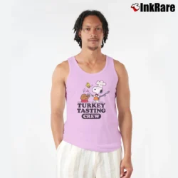 Men’s Snoopy Thanksgiving Turkey Tasting Crew Vintage Tank Top in light pink | Breathable, Active-Friendly Design