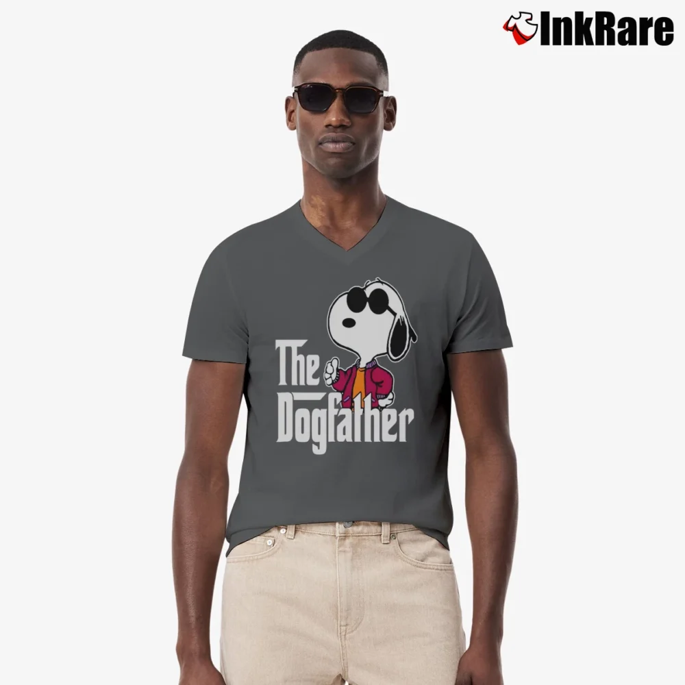 Men’s Snoopy The Dogfather Father's Day Gift V-Neck Tee in charcoal | Sharp, Breathable, Everyday Staple