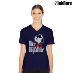 Women’s Snoopy The Dogfather Father's Day Gift V-Neck Tee in navy | Chic Neckline, Soft Texture