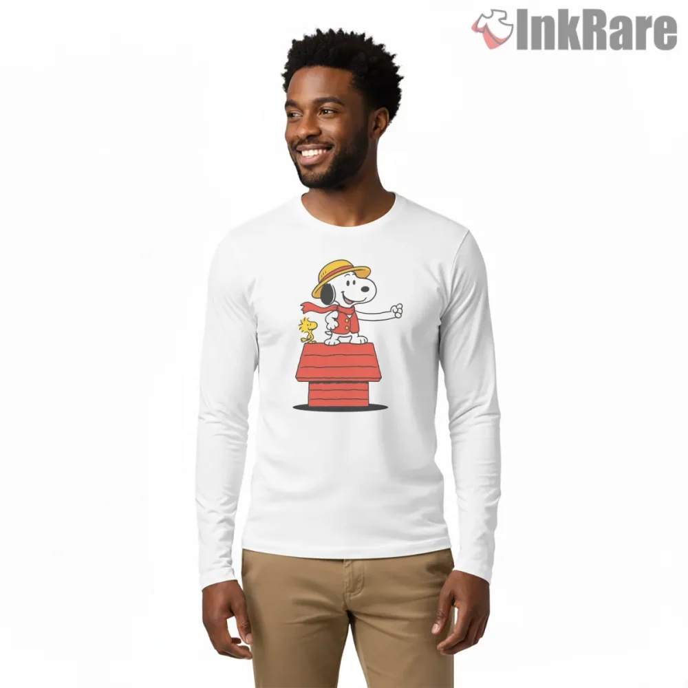 Snoopy The Pirate Beagle Adventure Shirt on white long sleeve shirt for men graphic tee