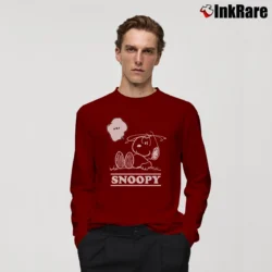 Men’s Snoopy The World Famous Comic Strip Long-Sleeve Shirt in maroon | Sleek, Lightweight, Year-Round Wear