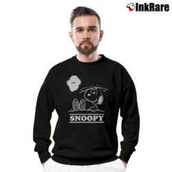 Men’s Snoopy The World Famous Comic Strip Crewneck Sweatshirt in black | Cozy Fabric, Clean Style