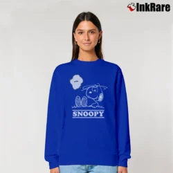 Women’s Snoopy The World Famous Comic Strip Relaxed Sweatshirt in royal blue | Soft, Laid-Back Vibe