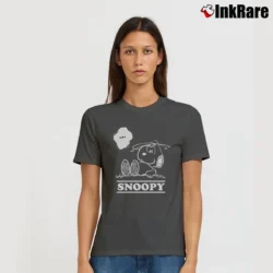 Women’s Snoopy The World Famous Comic Strip Signature T-Shirt in charcoal | Soft, Flattering Fit