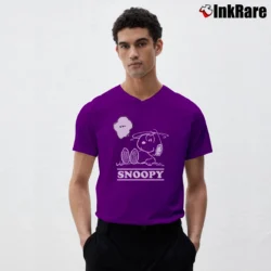Men’s Snoopy The World Famous Comic Strip V-Neck Tee in purple | Sharp, Breathable, Everyday Staple