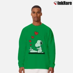 Men’s Snoopy Typing Love Funny Long-Sleeve Shirt in irish green | Sleek, Lightweight, Year-Round Wear