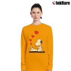 Women’s Snoopy Typing Love Funny Long-Sleeve Top in orange | Sleek, Versatile, All-Season