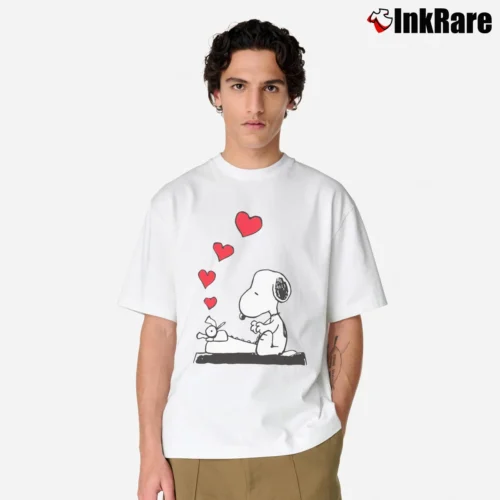 Men’s Snoopy Typing Love Funny Classic T-Shirt in white | Soft, Breathable Everyday Wear