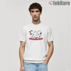 Snoopy Valentine Couple Shirt on white short sleeve shirt for men graphic tee