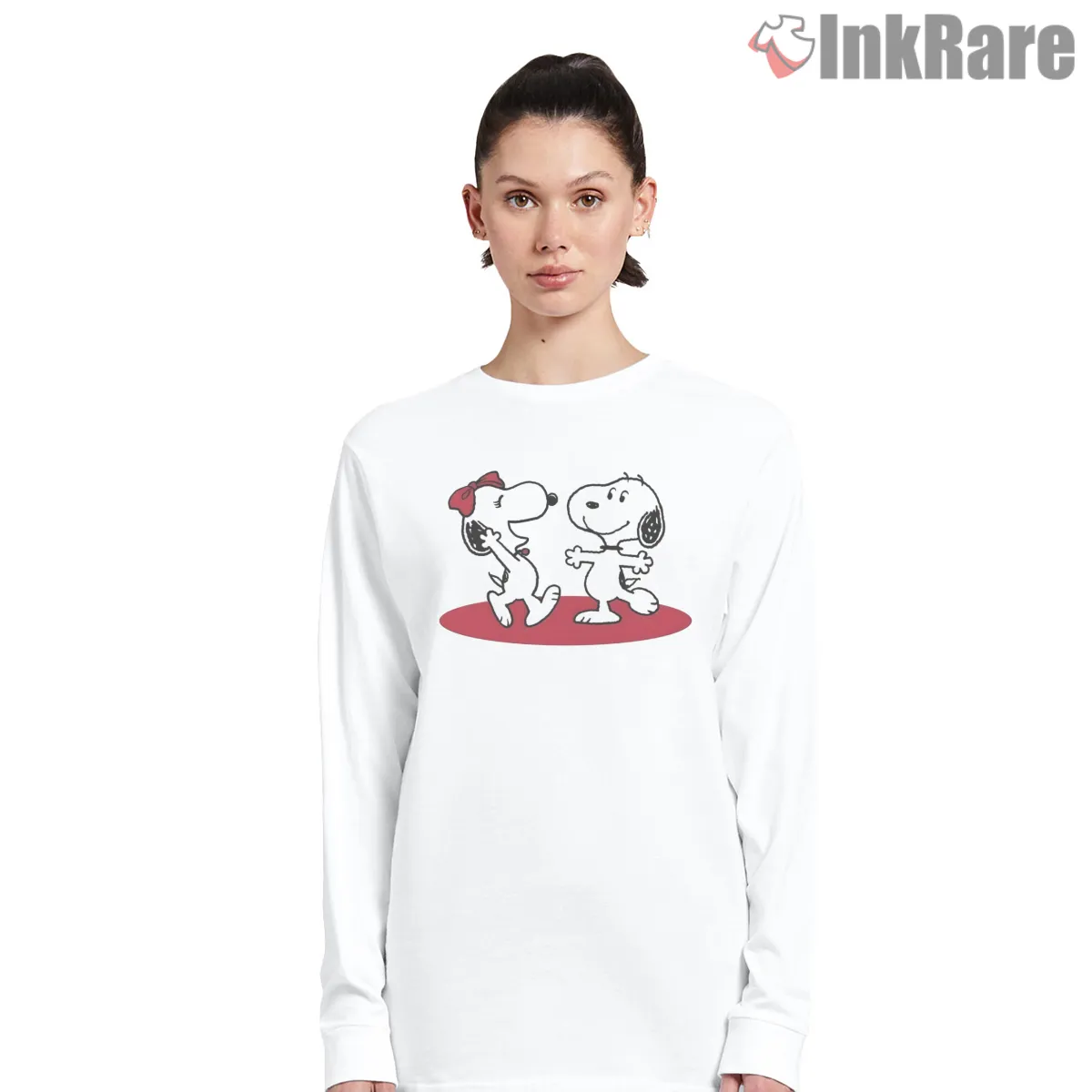 Snoopy Valentine Couple Long Sleeve White Snoopy Valentine Couple Shirt on white long sleeve shirt for women graphic tee