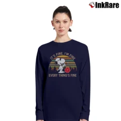 Women’s Snoopy With Dice It's Fine I'm Fine Everything's Fine Long-Sleeve Top in navy | Sleek, Versatile, All-Season