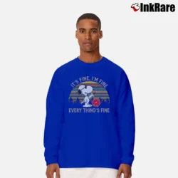 Men’s Snoopy With Dice It's Fine I'm Fine Everything's Fine Long-Sleeve Shirt in royal blue | Sleek, Lightweight, Year-Round Wear
