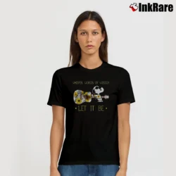 Women’s Snoopy With The Guitar Whisper Words Of Wisdom Let It Be T-Shirt in black | Soft, Flattering Fit