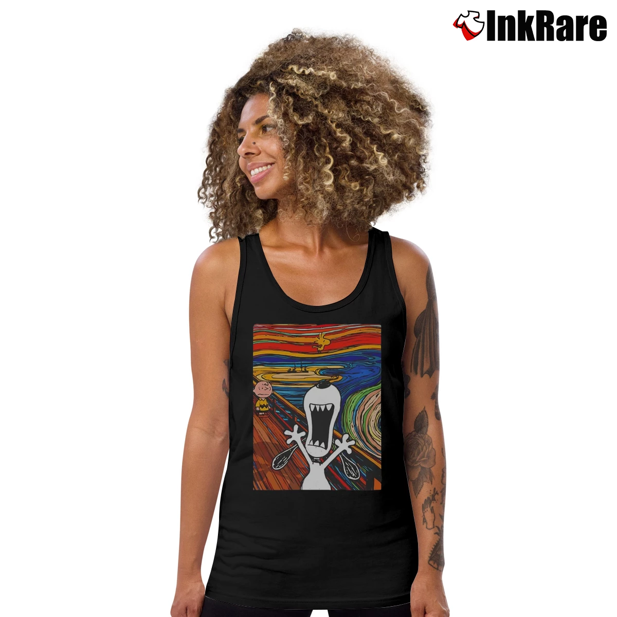 Snoopy Woodstock And Charlie Brown Scream Van Gogh Women’s Essential Tank in black – Summer Ready Women’s Snoopy Woodstock And Charlie Brown Scream Van Gogh Tank Top in black | Lightweight, Movement-Friendly