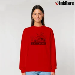 Women’s Snoopy Woodstock And Friends Character Relaxed Sweatshirt in red | Soft, Laid-Back Vibe