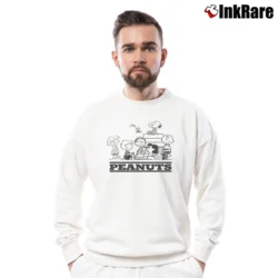Men’s Snoopy Woodstock And Friends Character Crewneck Sweatshirt in white | Cozy Fabric, Clean Style