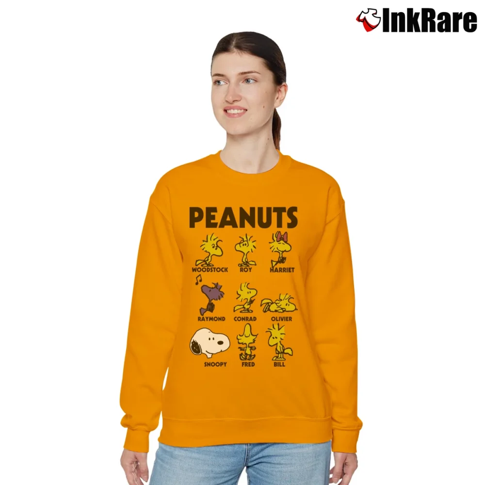 Women’s Snoopy Woodstock And Friends Relaxed Sweatshirt in orange | Soft, Laid-Back Vibe