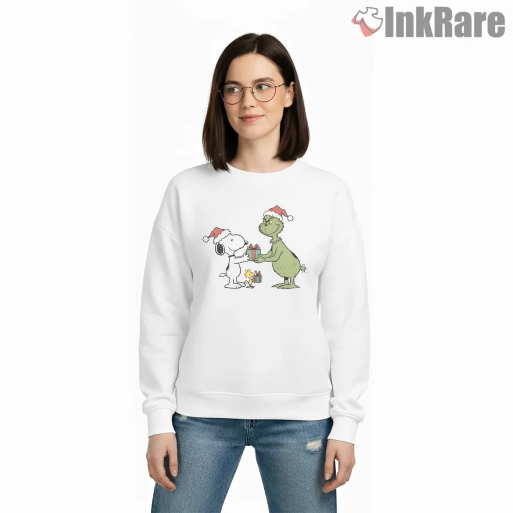 Snoopy Woodstock And Grinch Gift Exchange Shirt on graphic shirt for women graphic tee